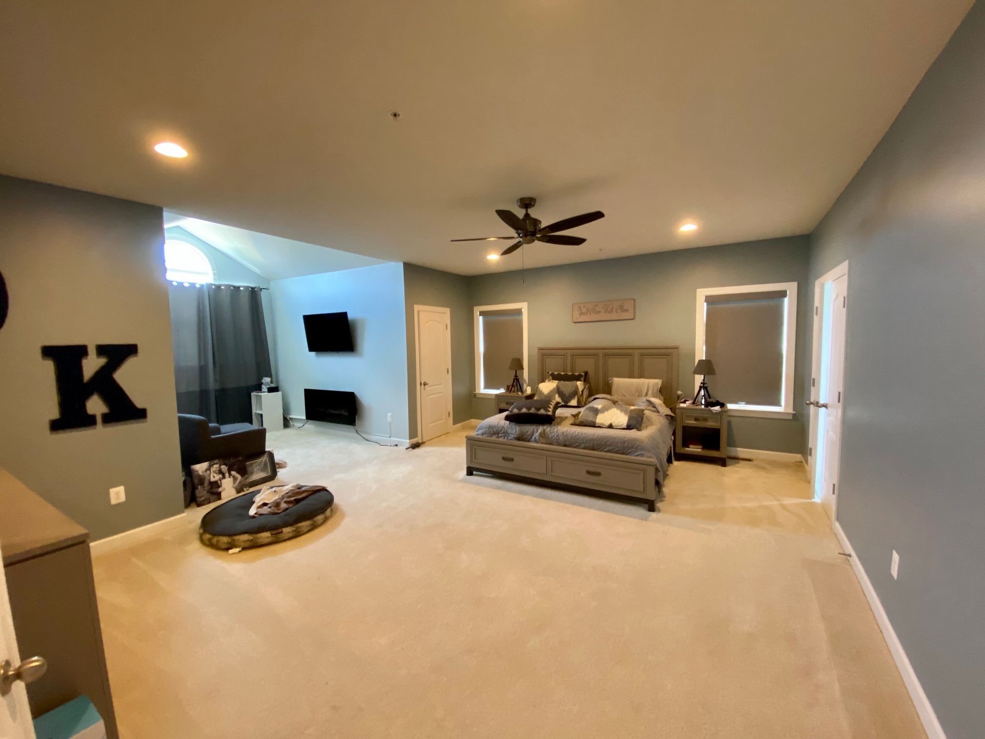 Master bedroom walls painted using Sherwin Williams paint 
